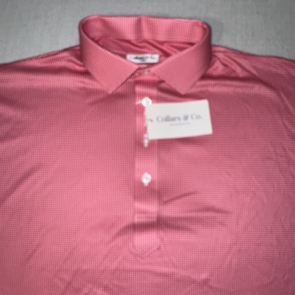 Collars and Co Golf Polo Red Geometric AOP Size Large Preppy NWT
